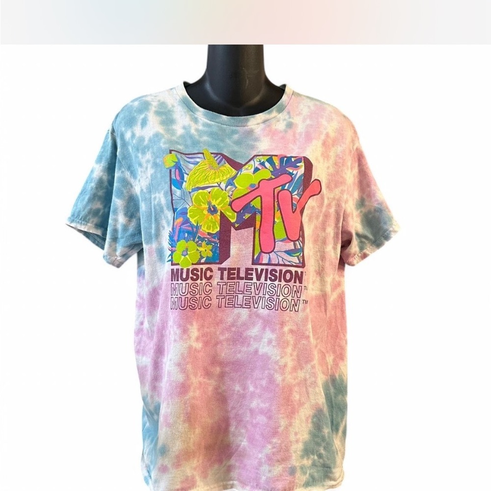 MTV Blue and Pink Short Sleeve Tee